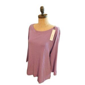 Chico's Size L Large (2) Purple Boatneck Pima Cotton Knit Top NWT $45